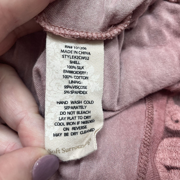 Soft Surroundings Dress Women Small Mauve Silk Tunic Embroidered High Neck Lined - Picture 15 of 16